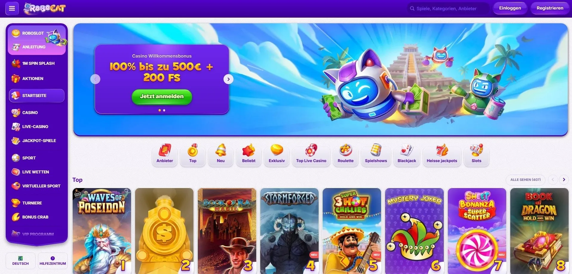 Robocat Startseite Robocat Casino Startseite
